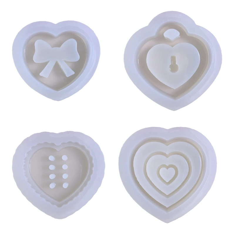 

Shiny Glossy Geometry Love Heart Ornament Silicone Epoxy Resin Mold DIY Keychain