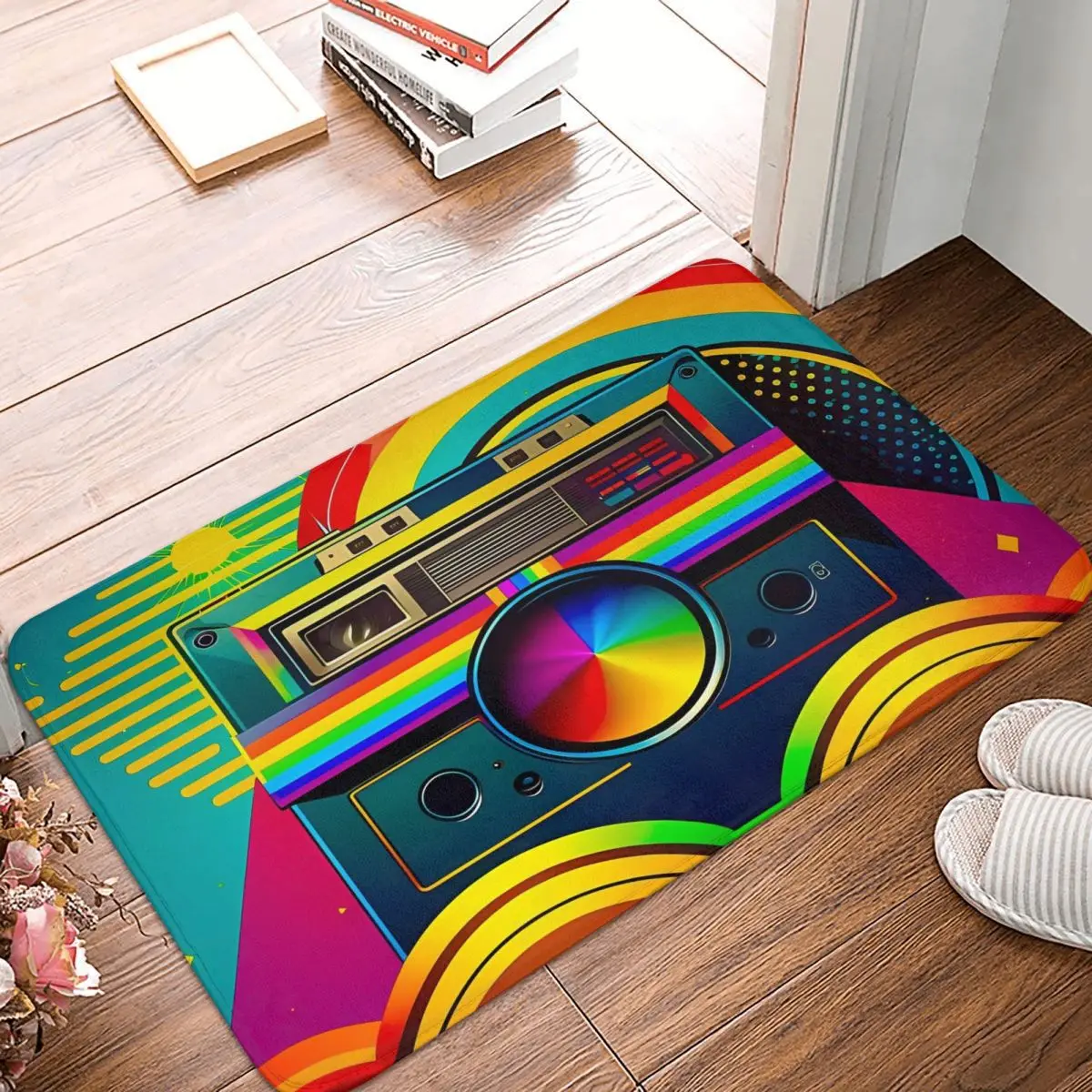 Colorful Boombox Boom Box Music Bathroom Mat Rug Home Doormat Living Room Carpet Outdoor