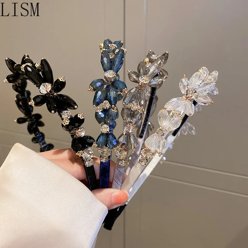 

Diamond Crystal Bow Flower Headband Ins Fashionable Hairpin All-Match Hair Accessories for women tiaras and crowns bridal tiara