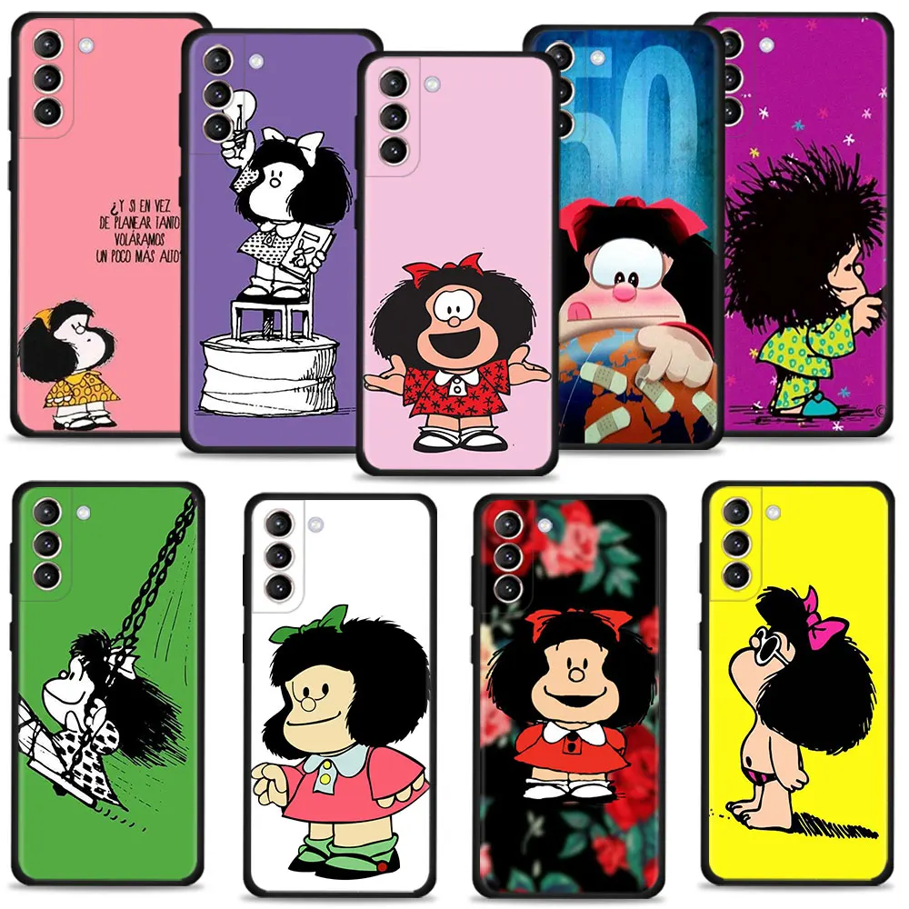 

Phone Coque Mafalda Girl For Samsung Galaxy S7 S9 S21 Plus S10e S10 S22 Ultra 5G S8 S20 FE 2022 Official Fundas