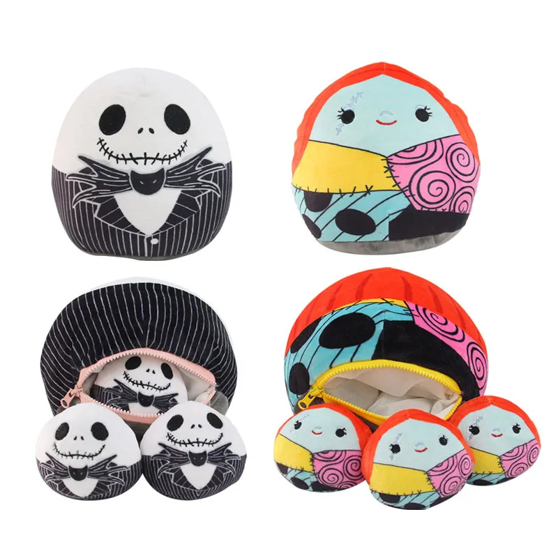 

Nightmare Before Christmas Jack Sally Soft Plush Stuffed Toys Cartoon Anime Figures Funny Zipper Dolls for Children Gift Novelty