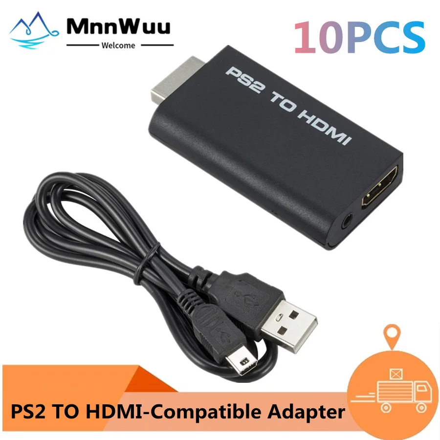 

10PCS PS2 to HDMI-Compatible 480i/480p/576i Audio Video Converter with 3.5mm Audio Output Supports PS2 Display Modes PS2 TO HD