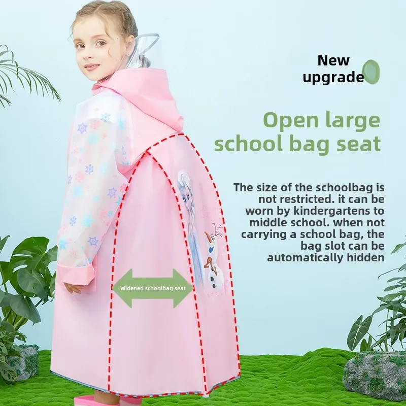 Disney Kids Raincoat Boy Girl Backpack for kindergarten baby Student poncho Cartoon Elsa Spider-Man raincoat kids