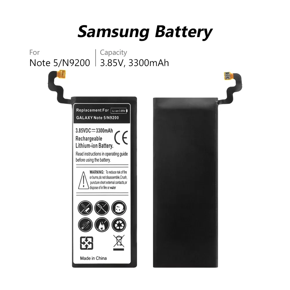 

Battery EB-BN920ABE For Samsung GALAXY Note 5 N9200 N920t N920c Note5 SM-N9208 N9208 Project Noble 3300mAh Phone Battery