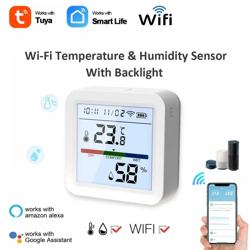 Датчик температуры и влажности Tuya Wi-Fi