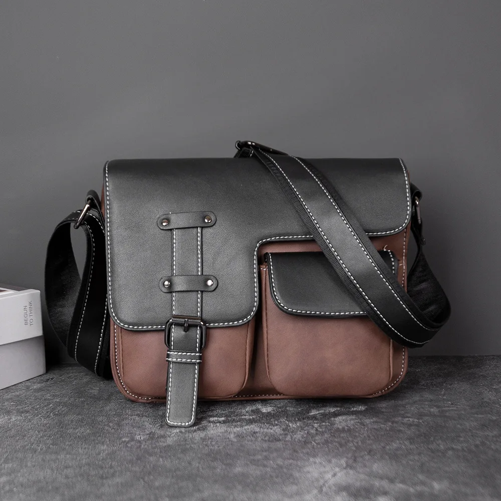 

Design Bag Messenger Men Multi-pocket Crossbody Crossbody Fashion Vintage Messenger Retro Bag Men's Bag Leather Shoulder Matte