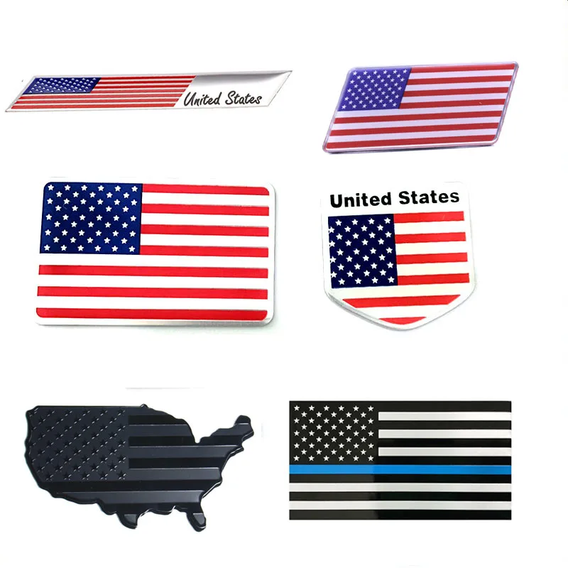 

2pcs Automobile Motorcycle Exterior Accessories Great Country United States Of America USA National Flag Aluminum Car Stickers