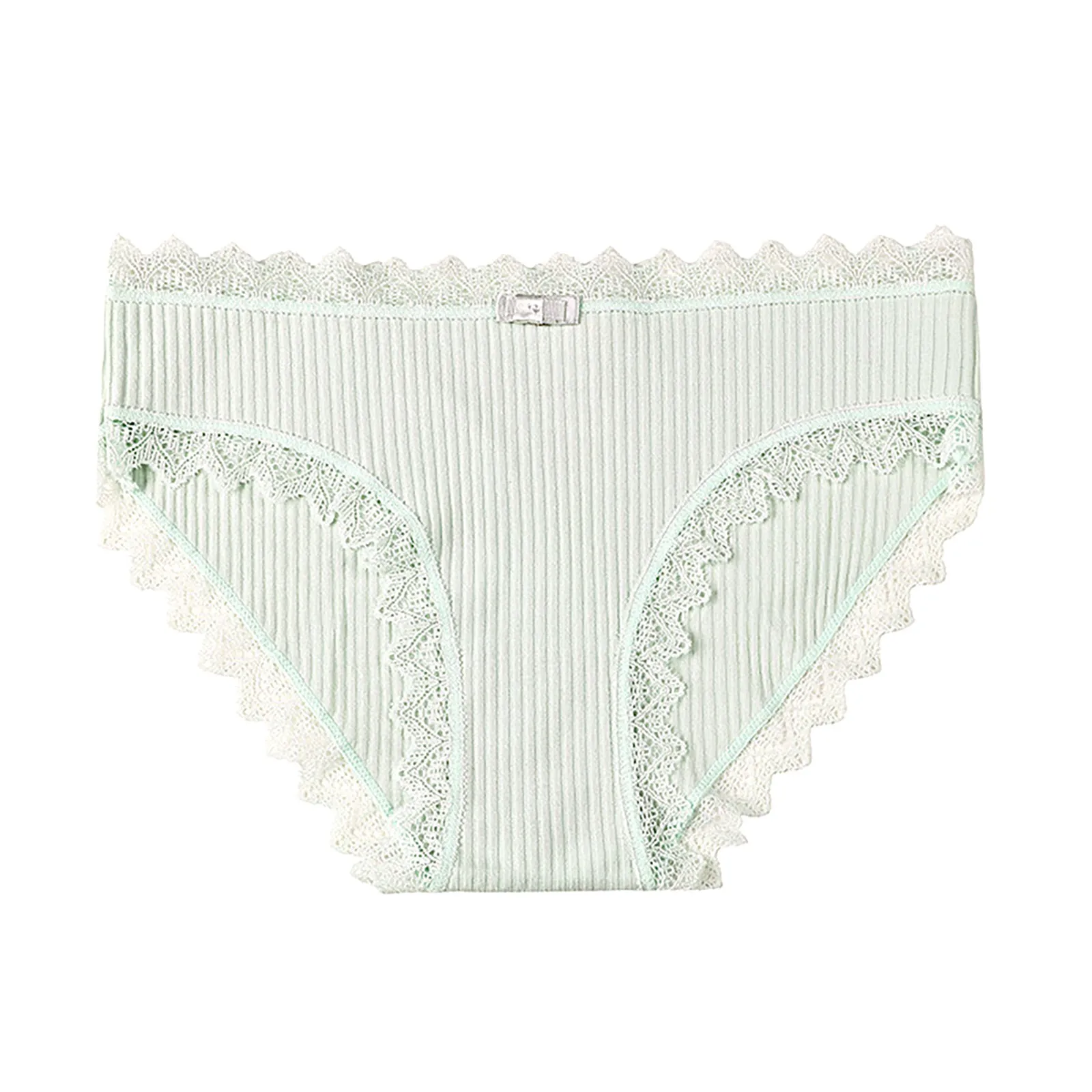 

Women's Solid Color Vertical Pattern Lace Trim Cotton Crotch Seamless Cute Panties Sexy High Waist Lace Panties Butt Heart