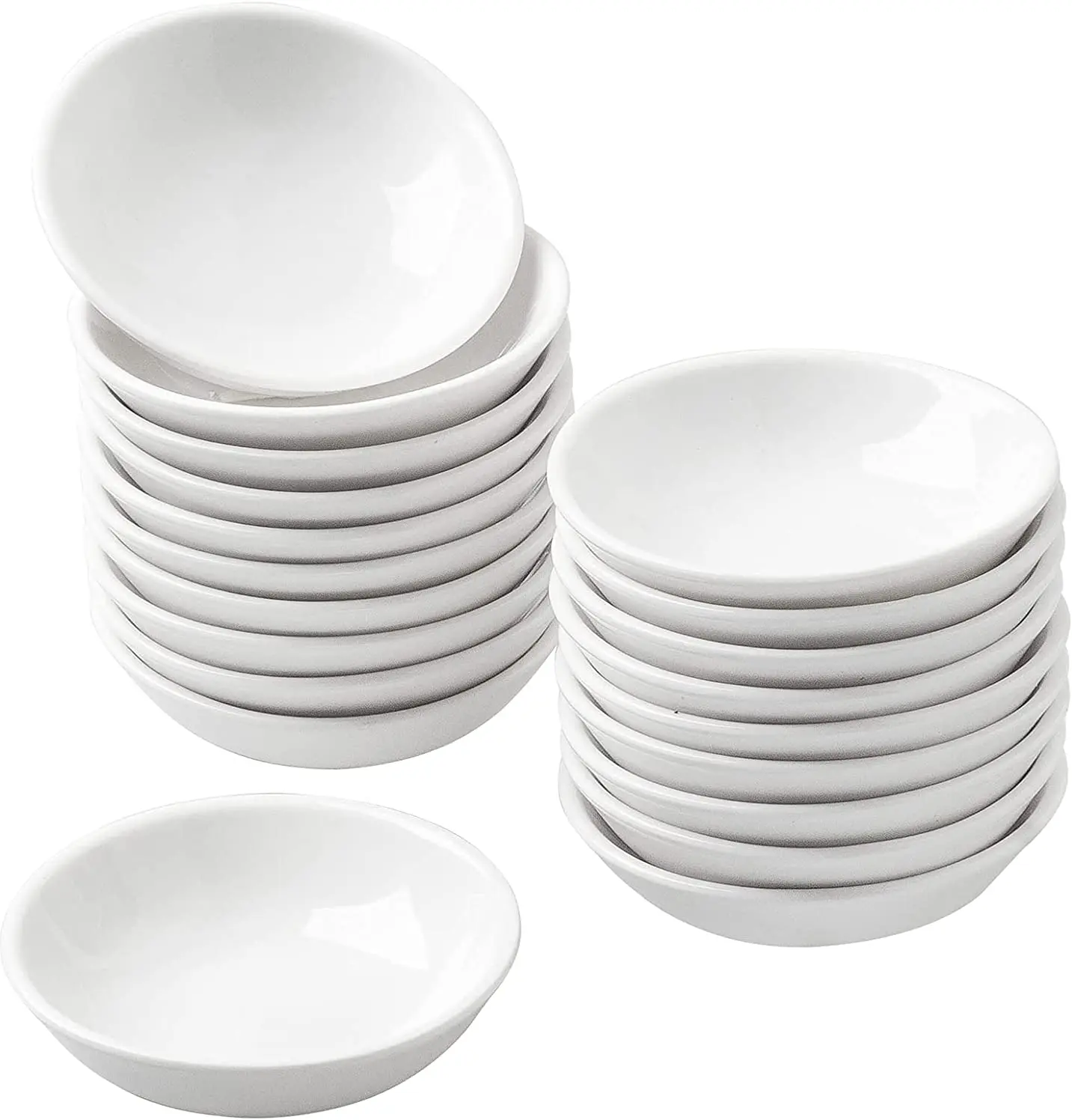 

Lot de 25 rondes bols à sauce céramique, Polyvalent Plat à Sauce Porcelaine - Pour sauce ketchup, snacks et amuse-bouches,