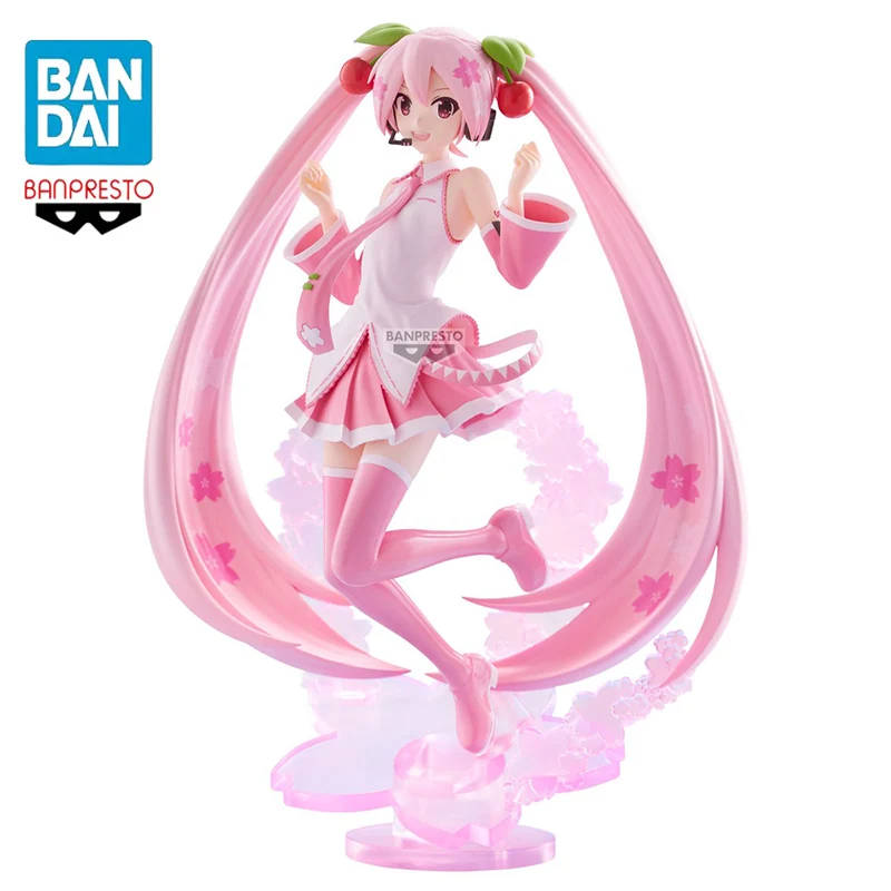 Фото В наличии: BANPRESTO Hatsune Miku, BANPRESTO EVOLVE Sakura Miku, фигурка из ПВХ, 22 см, коллекционная модель, аниме-фигурка, игрушка №1