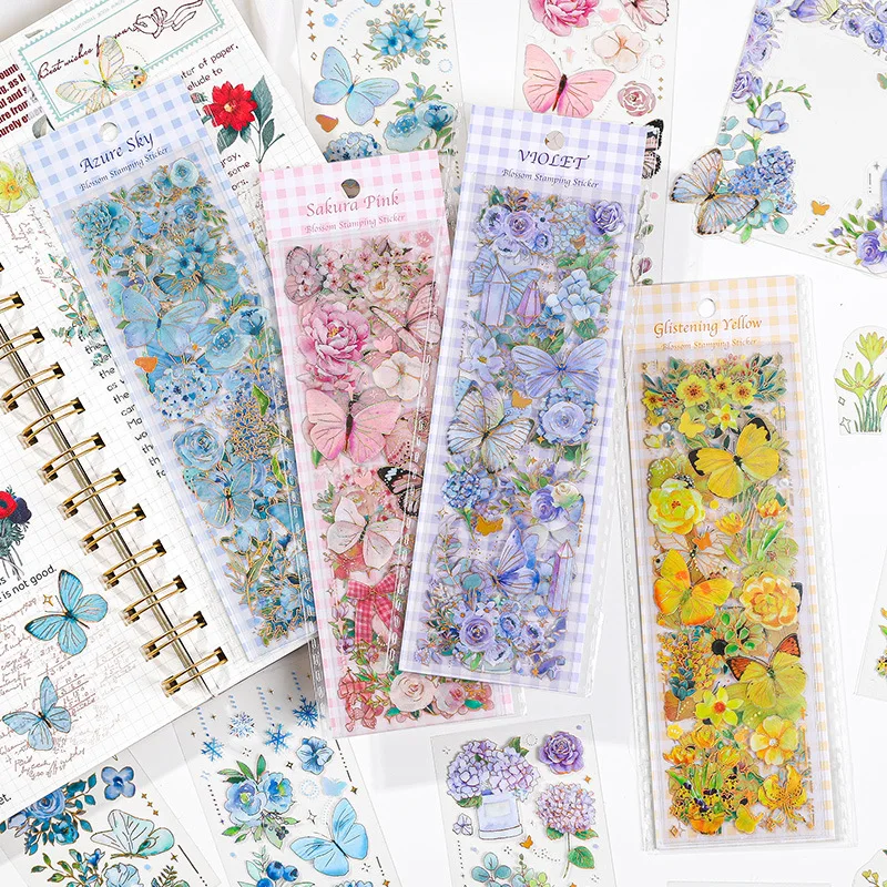 

Mr. Paper Floral Series of Vintage Stickers Three-dimensional Foil Stamping Process Waterproof PET Stickers Stationery Supplies