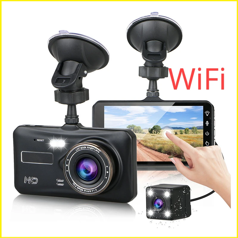 

Dash Cam Front and Rear Camera CAR DVR Car Video Recorder Vehicle Black Box FULL HD 1296P Night Vision Driver WIFI