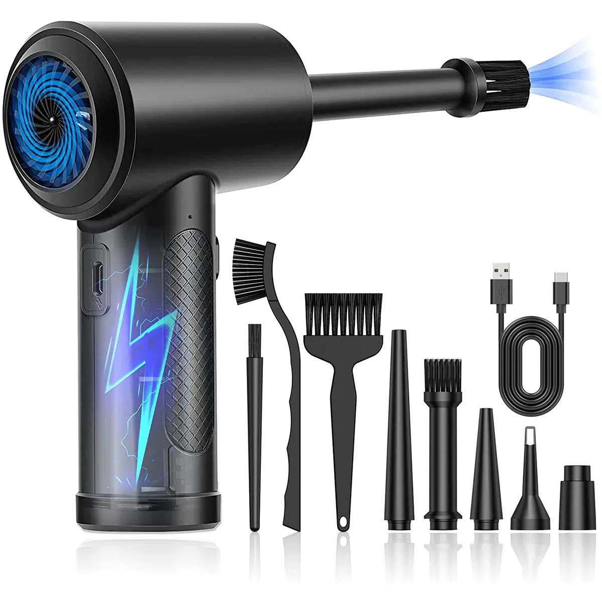 

Новинка Пыльник для сжатого воздуха светодиодный светильник кой 5 насадок 51000 об/мин клавиатура Пыльник для очистки воздуха перезаряжаемый ...