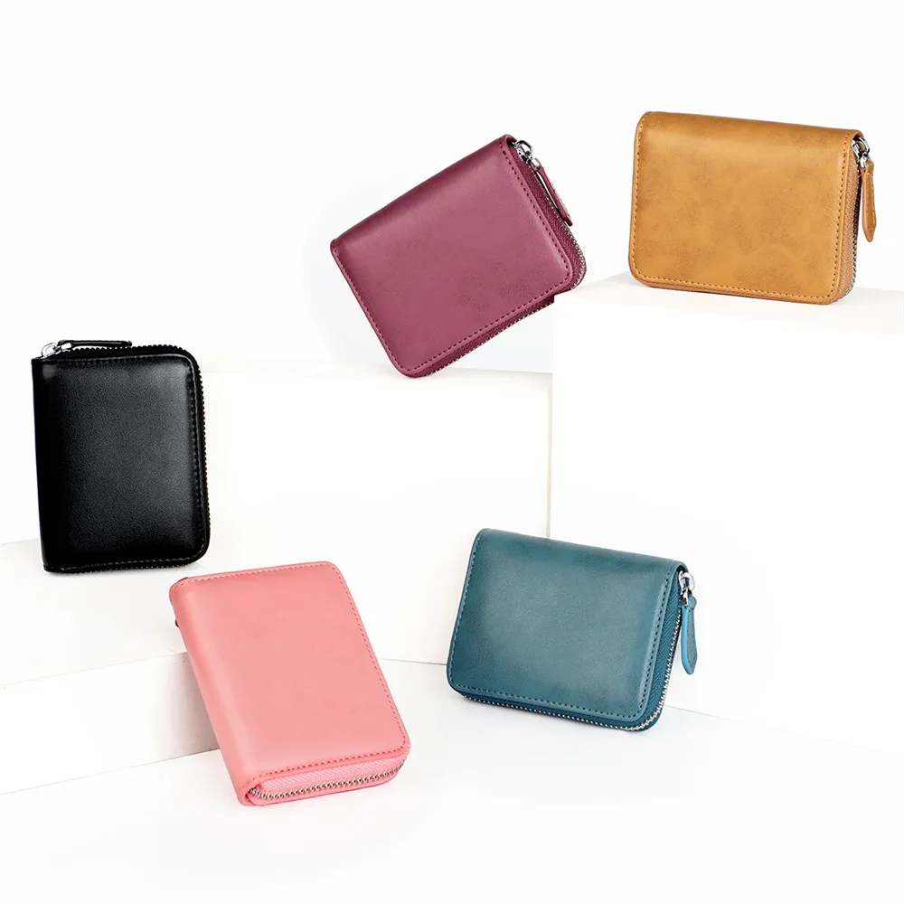 Кошелек из натуральной кожи для женщин маленький бумажник с монетницей и