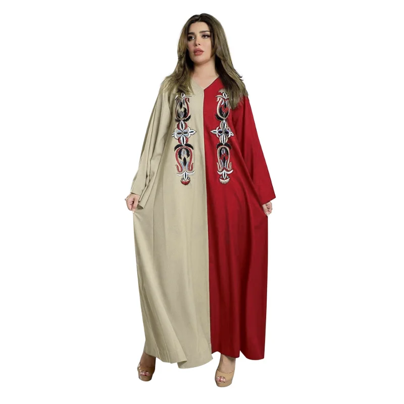 

Abayas Muslim Long Dress Women Ankle Length Arab Dubai Islamic Clothing Autumn Embroidery Splice Jalabiya Muslim Maxi Dress 2022