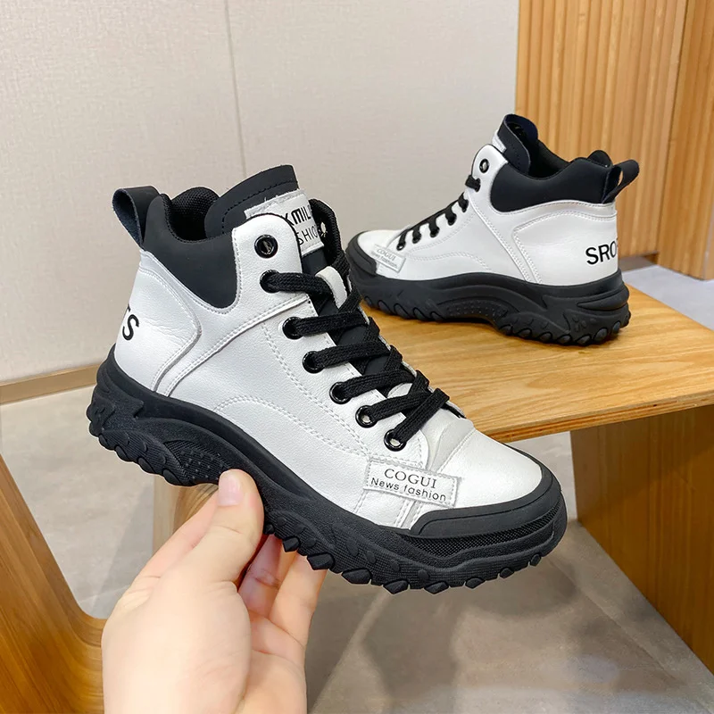 SALUDAS Women Genuine Leather Sneakers Fashion Luxury Women's Boots Authentic Waterproof Snow Boots Casual Sneakers Women
