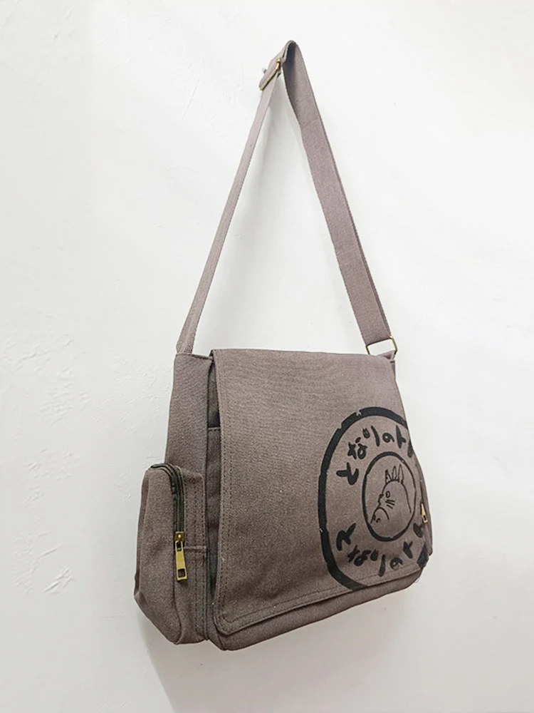 Large Capacity Cartoon Printing Totoro Canvas Messenger Bag Japanese Style Schoolbag 2023 New Fashion Solid Casual Tote Durable