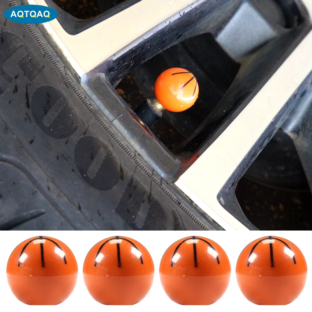 

AQTQAQ 4Pcs/Set Car Tire Valve Stem Caps, Basketball Air Caps Cover, Universal for Cars, SUVs, Bike, Trucks and Motorcycles