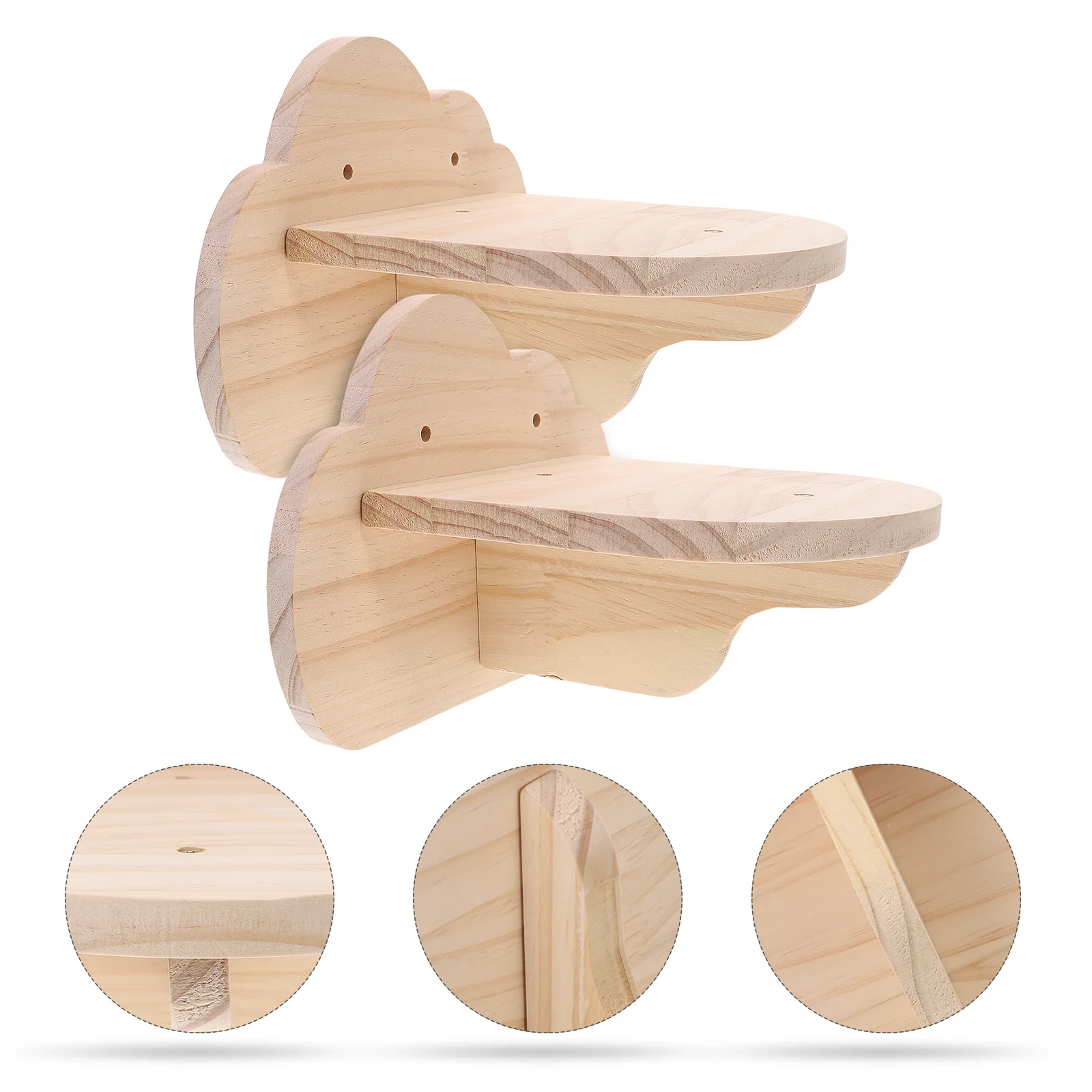 

2 Pcs Climbing Stairs Cat Wall Steps Mounted Shelf Shelves Perches Wooden Climber