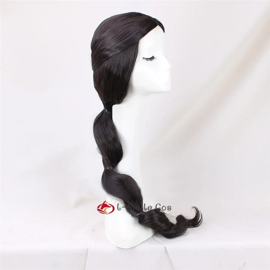 Жасмин Принцесса Косплей Парик 85 см Длинная Коса Черный Коричневый Пробор в