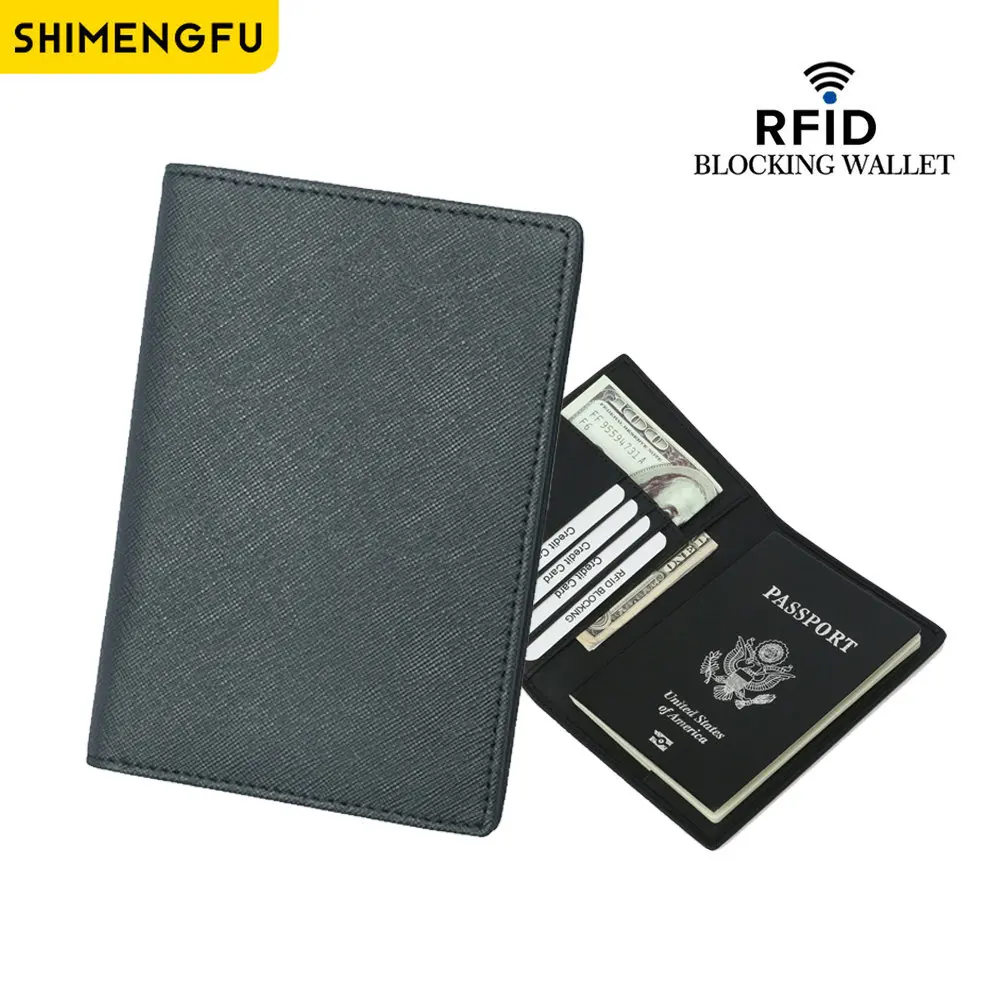 RFID Pu Leather Passport Cover Cards for Family Anti-theft Travel Passport Holder Travel Wallet Holder Wallet Case for Women Man