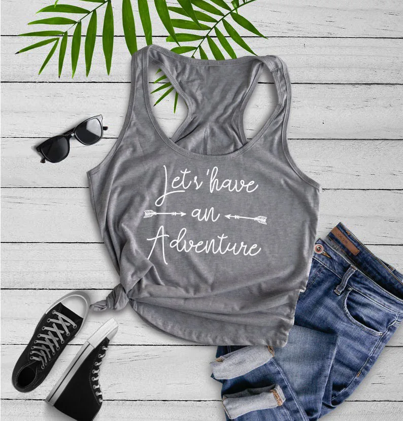 

Undershirt Singlet Sleeveless Top Let's Have An Adventure Women's Tank Camis Funny Tank Grunge Tumblr Sexy Hipster Vest