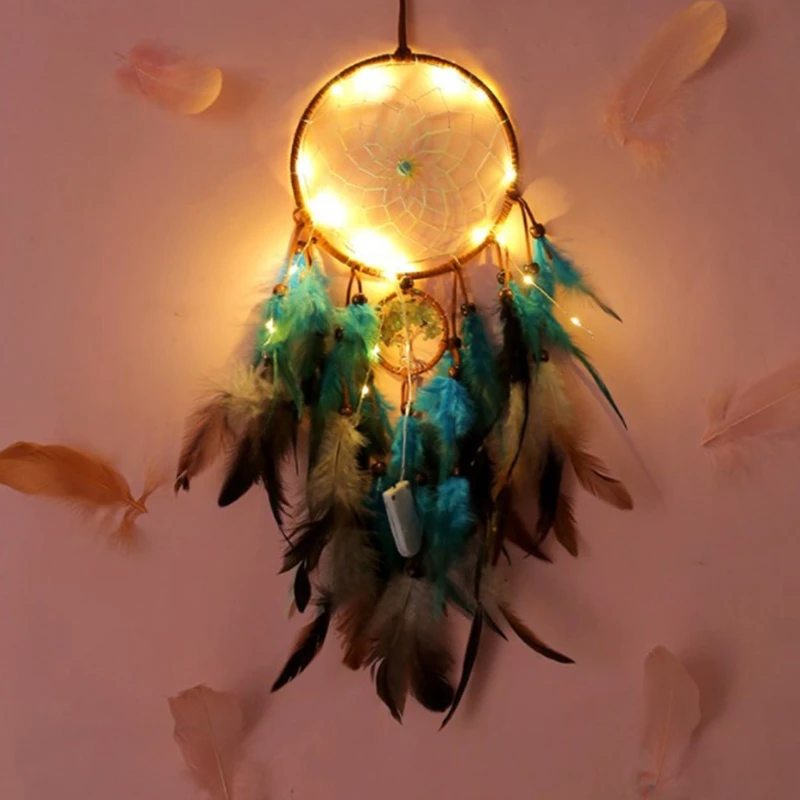 

Catcher Life Tree with Feathers Handmade Indians Traditional Circular Net 6.3 In