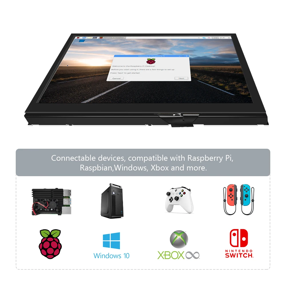 7-inch-hdmi емкостный сенсорный монитор для ПК 1024x600 Raspberry PI дисплей в кожаном