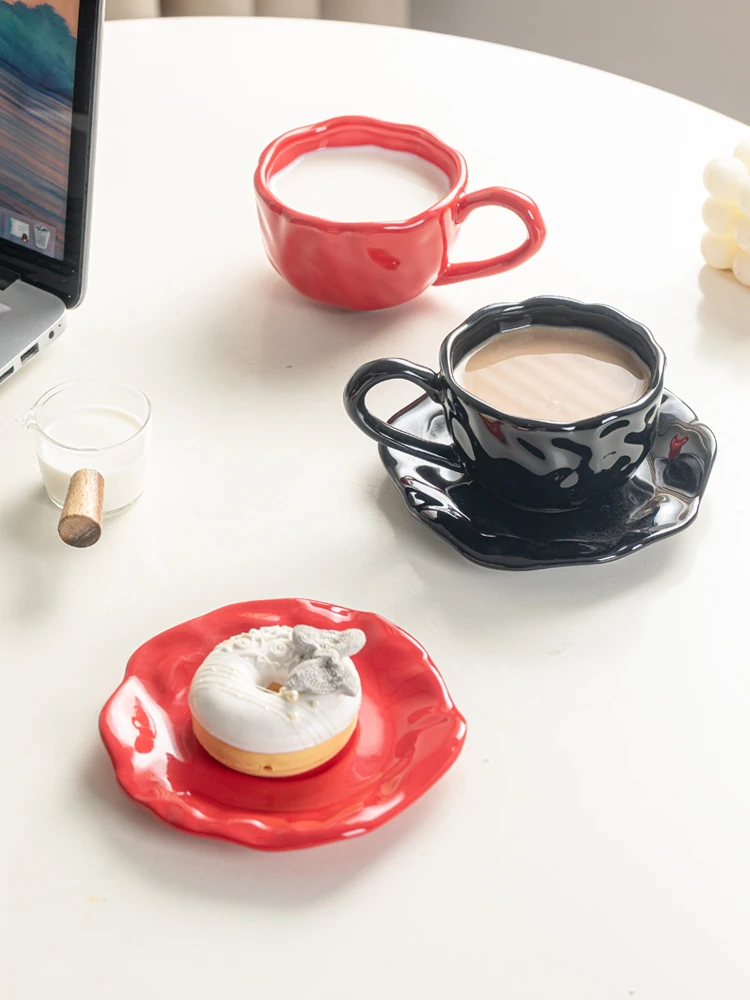 Креативная кофейная чашка ручной работы и набор тарелок домашняя для