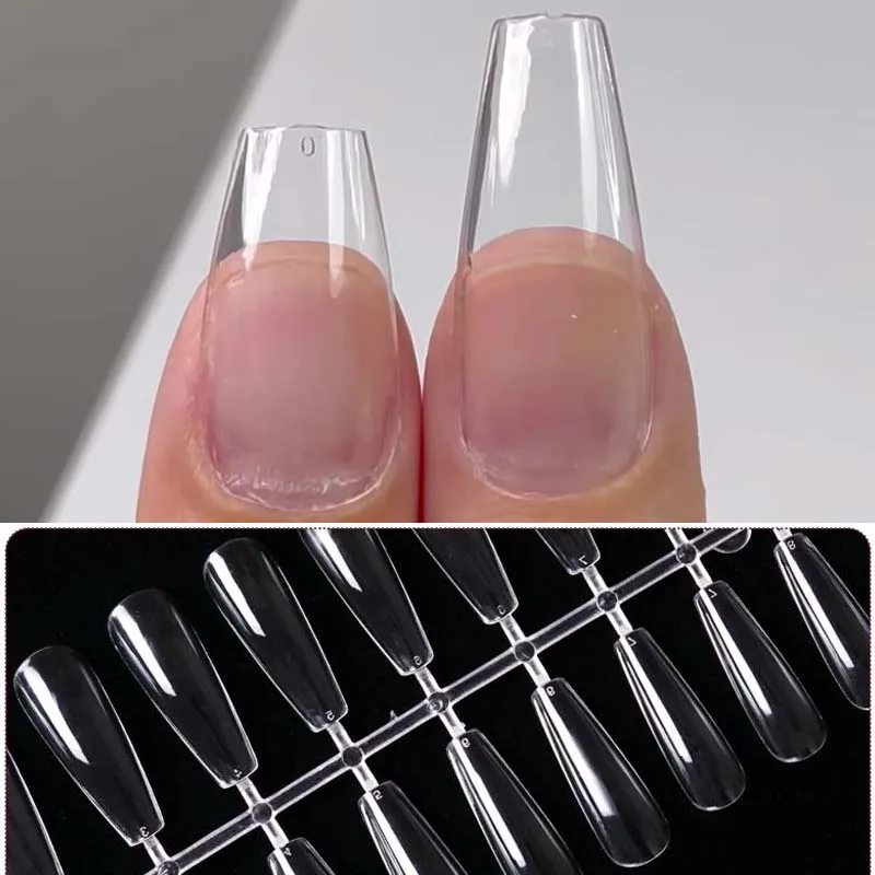 

240Pc Clear Soft Gel Nail Tips Long Coffin False Nail Extension Systerm Full Cover French Ballerina Fake Nails Press on Manicure