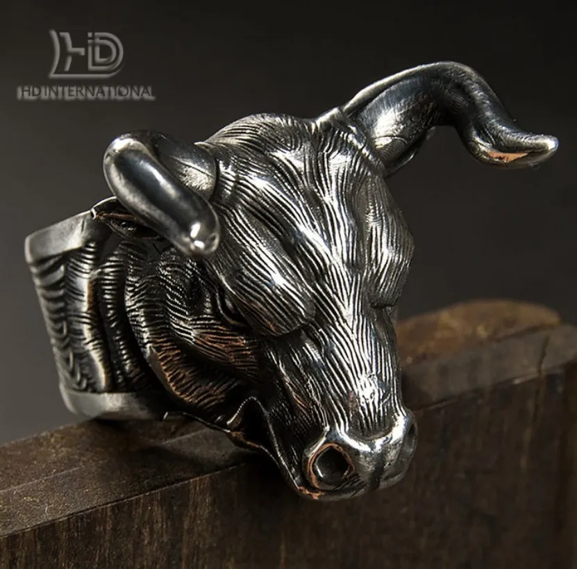 Ювелирные изделия из стерлингового серебра 925 пробы с головой быка | Серебряное