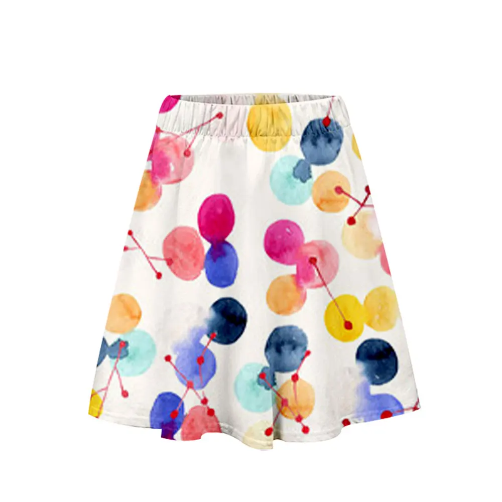 2022 Chic Summer Student Short Thin Knee Length Vintage Casual Fruit Kawaii Print Beach Elegant Party Woman Mini A-line Skirts