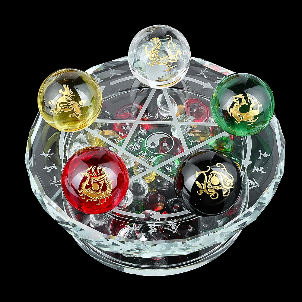 

Five Elements Five Gods of Wealth Transit Lucky Fortune Formation Crystal Ornaments Feng Shui Crafts Paperweight Home Decor Gift