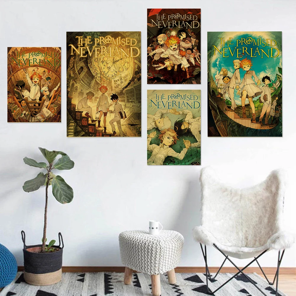 Плакаты из крафт-бумаги обещанный Neverland плакаты Леви Эрена Микаса армины