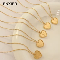 enxier english letter love heart pendent necklace for women 2022 fashion 316l stainless steel clavicle chain choker jewelry gift