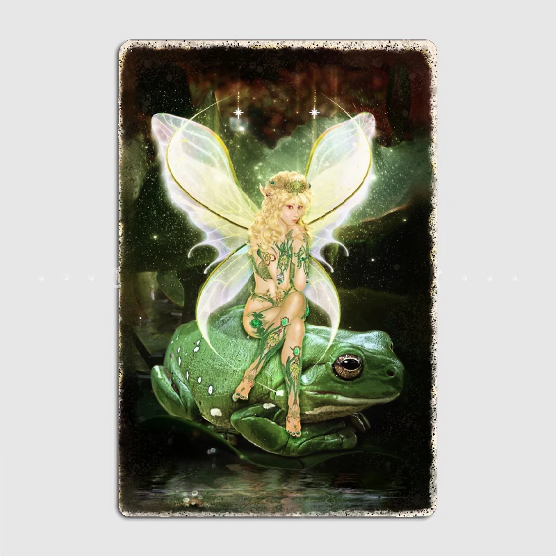 

Tir na nOg Fairy and Frog Fit Metal Sign Club Party Wall Design Poster Tin Sign Poster Vintage Home Decor room haven
