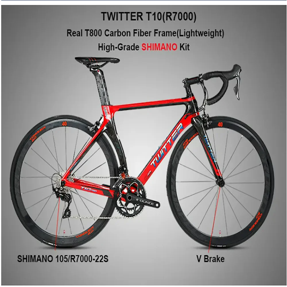 

Twitter T10pro -C brake Carbon Fiber Road Bike 22 Speed