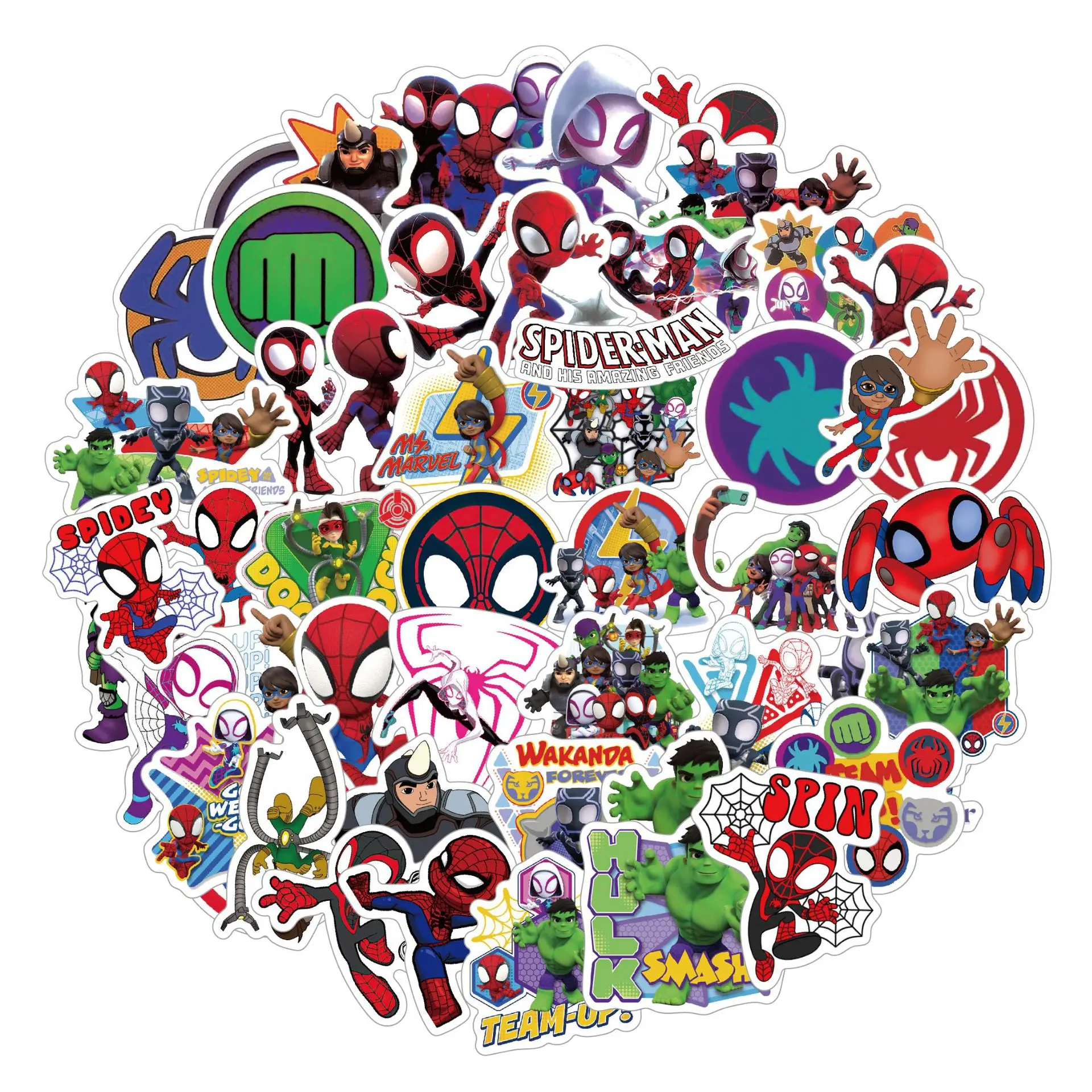 Disney Spiderman and His Amazing Friends Party Favors Stamps Slap Bracelets Stickers Badge Keychains Supplies