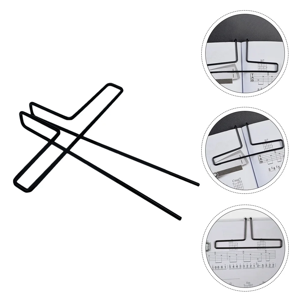 

2 Pcs Tabletop Bookshelf Music Folder Holder Clip Note Stationary Gold Plated Metal Clips Reading Student