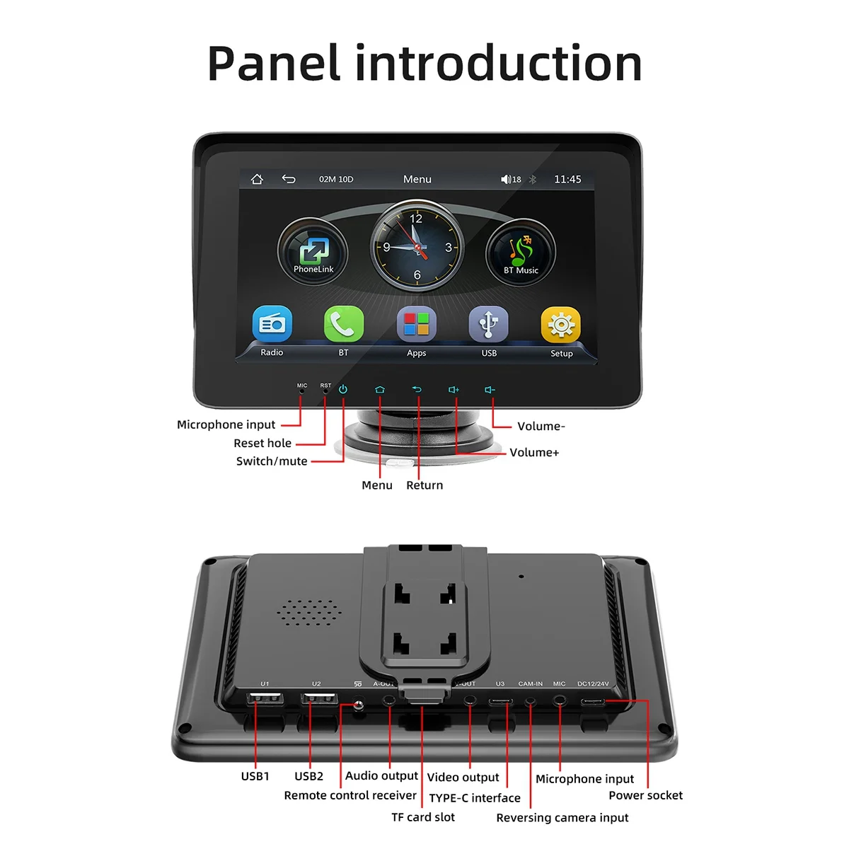 B5310 7-дюймовый автомобильный MP5 видеоплеер портативный CarPlay Универсальный
