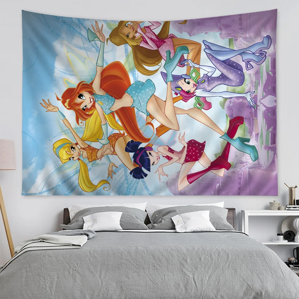 Девушка мультфильм W-Winx висящий богемный гобелен настенный Мандала дешевый хиппи