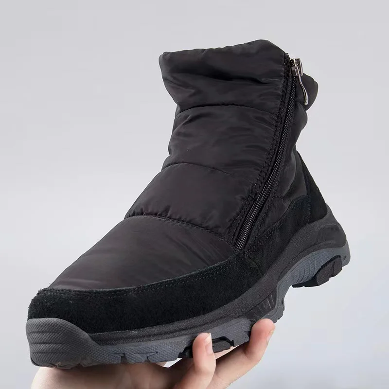 Cashmere Men Snow Boots Double Zipper Anti-cold Boots Waterproof Winter Warm Shoes Male Cotton Shoes