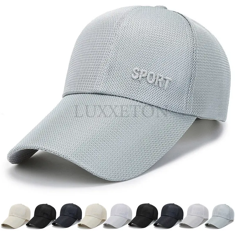 

Summer Men Women Sun Protection Baseball Caps Breathable Mesh Cap Snapback Hat Extra Long Brim Couples Sports Cap