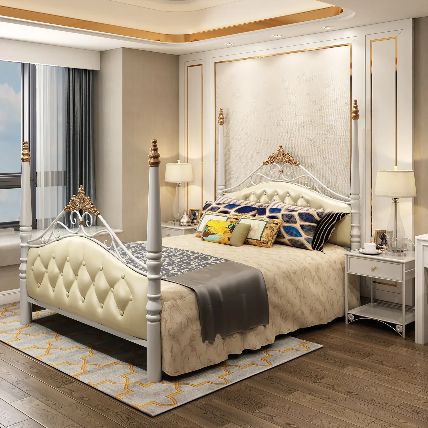 Железная арт-кровать 1 8 м 5 винтажная принцесса uble Роскошная железная рама класса