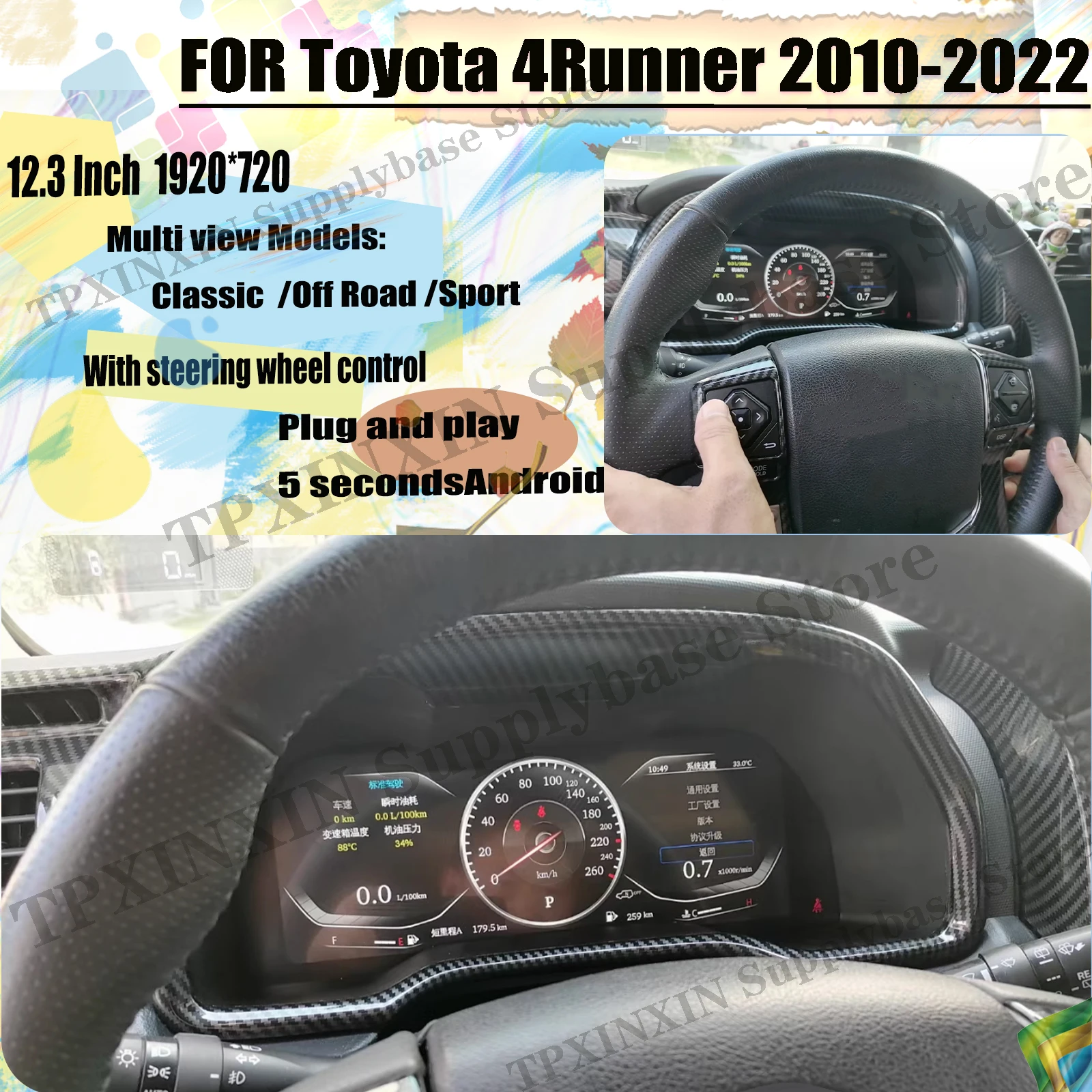 Для Toyota 4runner 2010 2011 2012 2013-2022 Android Автомобильная цифровая кластерная ЖК-панель