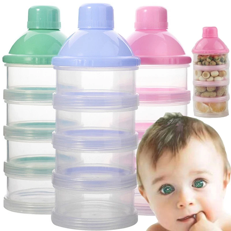 

4/5 Grid Portable Milk Powder Formula Dispenser Container Storage Essential Cereal Boxes Toddle Baby Snacks Food Storage Box