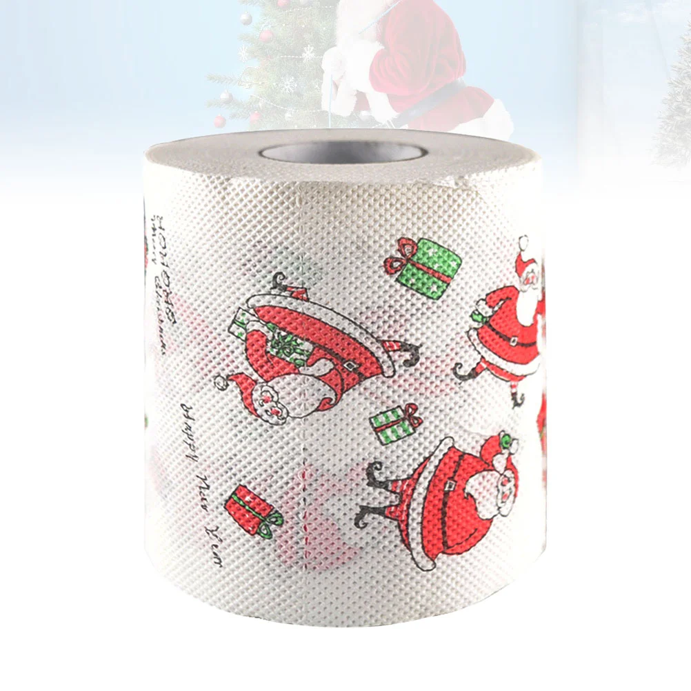 

3 Rolls of Santa Christmas Xmas Theme Printed Tissue Roll for Restroom Party Favors Living Room Hotel Bathroom