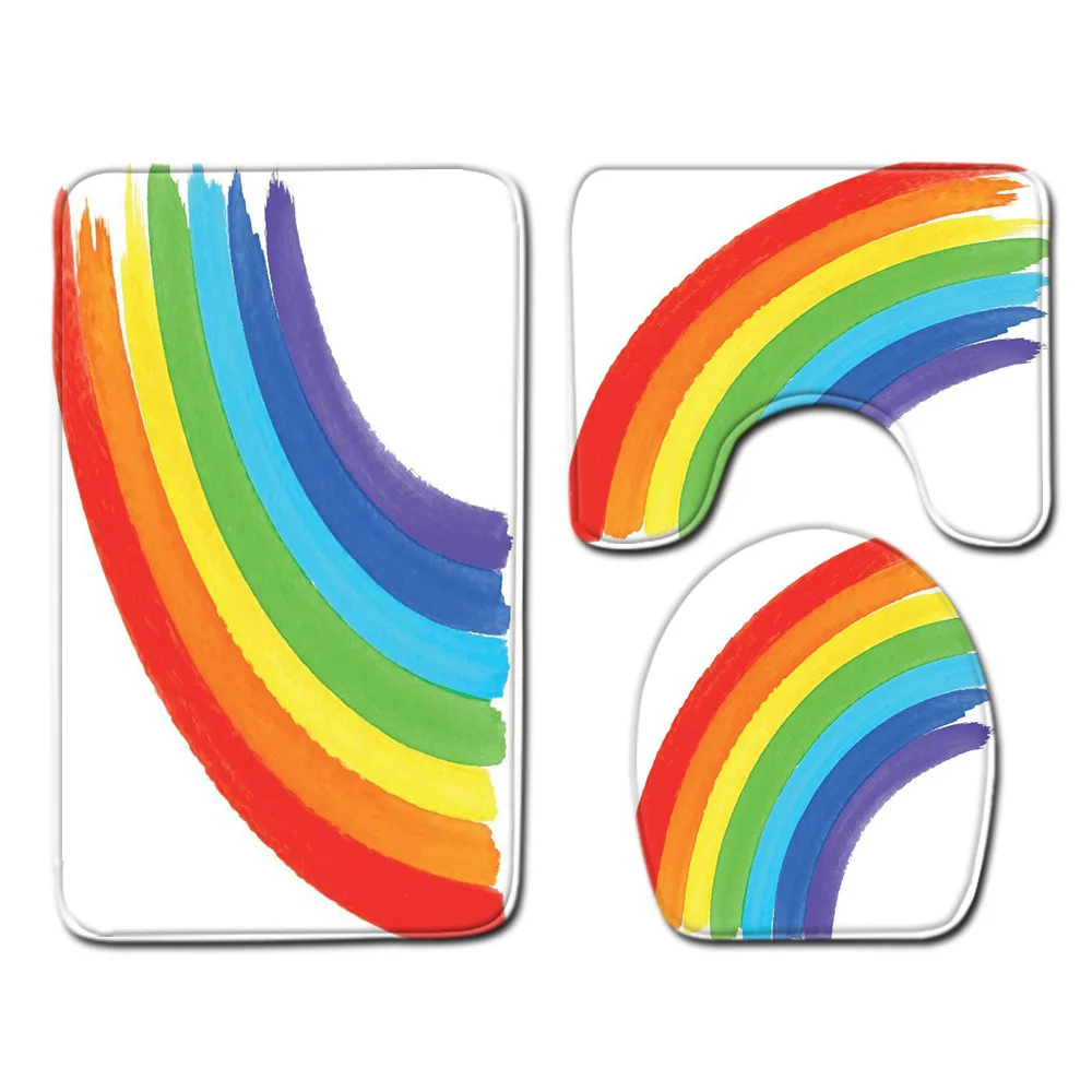 

Набор из трех предметов Радужный коврик для ванной комнаты и туалета 1