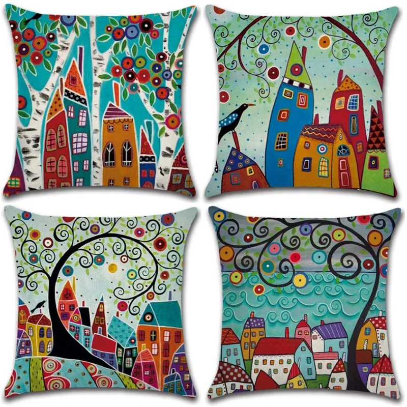 

Set of 4 Pillow Covers 45x45 Pillowcase Decorative Set Home Decorative Pillow Case Cushion Covers for Couch