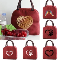 love printing canvas lunch bags cooler camping picnic bag fashion lunch box bag school food insulated dinner bag travel handbags